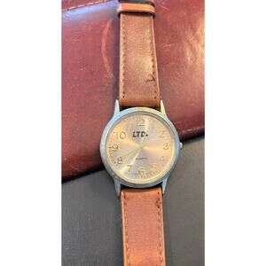 VTG Men's 35mm Gold Tone LTD Watch, Brown Band